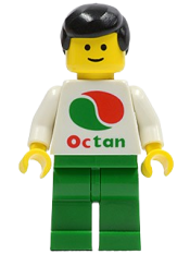 LEGO Octan - White Logo, Green Legs, Black Male Hair minifigure