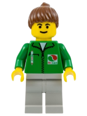 LEGO Octan - Green Jacket with Pen, Light Gray Legs, Brown Ponytail Hair minifigure