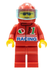 LEGO Octan - Racing, Red Legs, Red Helmet 7 White Stars, Trans-Light Blue Visor minifigure
