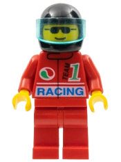 LEGO Octan - Racing, Red Legs, Black Helmet, Trans-Light Blue Visor minifigure