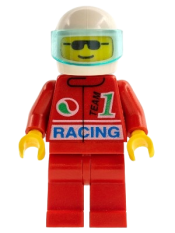 LEGO Octan - Racing, Red Legs, White Helmet, Trans-Light Blue Visor minifigure