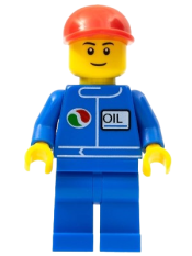 LEGO Octan - Blue Oil, Blue Legs, Red Short Bill Cap, Black Eyebrows minifigure