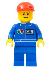 LEGO Octan - Blue Oil, Blue Legs, Red Short Bill Cap, Reddish Brown Eyebrows minifigure