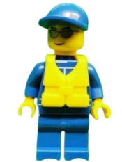 LEGO Octan - Blue Oil, Blue Legs, Life Jacket with Center Buckle, Blue Short Bill Cap minifigure