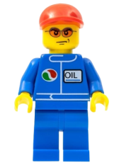 LEGO Octan - Blue Oil, Blue Legs, Red Short Bill Cap, Orange Sunglasses minifigure