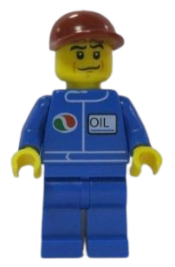 LEGO Octan - Blue Oil, Blue Legs, Dark Red Short Bill Cap, Crooked Smile minifigure