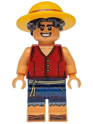 LEGO Monkey D. Luffy - Hair Combo, Straw Hat with Black Hair, Open Mouth Smile / Angry set