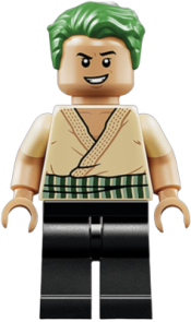 LEGO Roronoa Zoro - Tan Shirt, Hair, Open Mouth Scowl / Open Mouth Grin set