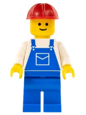 LEGO Overalls Blue with Pocket, Blue Legs, Red Construction Helmet minifigure