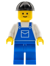 LEGO Overalls Blue with Pocket, Blue Legs, Black Construction Helmet minifigure