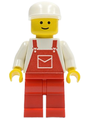 LEGO Overalls Red with Pocket, Red Legs, White Cap minifigure