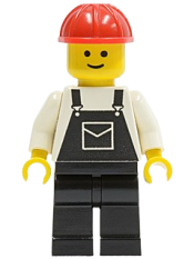 LEGO Overalls Black with Pocket, Black Legs, Red Construction Helmet minifigure