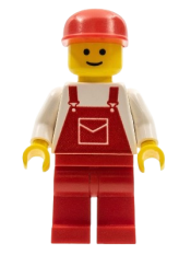 LEGO Overalls Red with Pocket, Red Legs, Red Cap minifigure