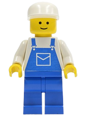 LEGO Overalls Blue with Pocket, Blue Legs, White Cap minifigure