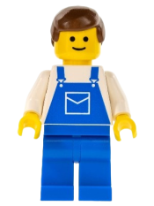 LEGO Overalls Blue with Pocket, Blue Legs, Brown Male Hair minifigure