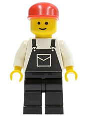 LEGO Overalls Black with Pocket, Black Legs, Red Cap minifigure