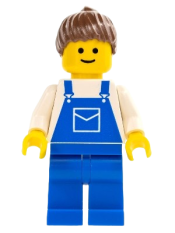 LEGO Overalls Blue with Pocket, Blue Legs, Brown Ponytail Hair minifigure