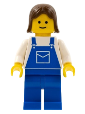 LEGO Overalls Blue with Pocket, Blue Legs, Brown Female Hair minifigure