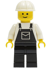 LEGO Overalls Black with Pocket, Black Legs, White Construction Helmet minifigure