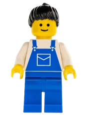 LEGO Overalls Blue with Pocket, Blue Legs, Black Ponytail Hair minifigure