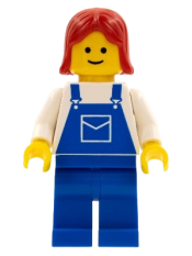 LEGO Overalls Blue with Pocket, Blue Legs, Red Female Hair minifigure