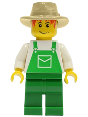 LEGO Overalls Green with Pocket, Green Legs, Tan Fedora minifigure