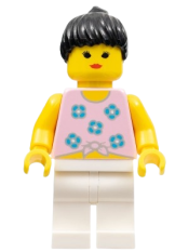 LEGO Blue Flowers - White Legs, Black Ponytail Hair minifigure