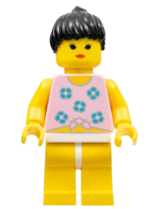 LEGO Blue Flowers - Yellow Legs, Black Ponytail Hair minifigure