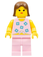 LEGO Blue Flowers - Pink Legs, Brown Female Hair minifigure