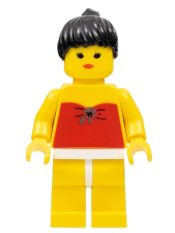 LEGO Red Halter Top - Yellow Legs, Black Ponytail Hair, Closed Mouth minifigure