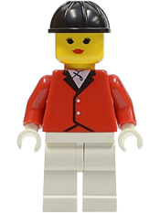 LEGO Red Riding Jacket - White Legs, Black Construction Helmet minifigure