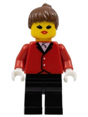 LEGO Red Riding Jacket - Black Legs, Brown Ponytail Hair minifigure