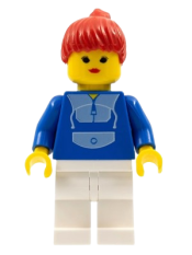 LEGO Jogging Suit - White Legs, Red Ponytail Hair minifigure