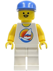 LEGO Surfboard on Ocean - White Legs, Blue Cap, Vintage Torso minifigure