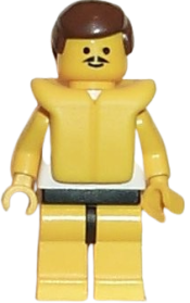 LEGO Surfboard on Ocean - Yellow Legs, Brown Male Hair, Life Jacket minifigure