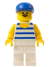 LEGO Horizontal Blue and Light Green Stripes, White Legs, Blue Cap minifigure