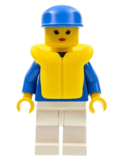 LEGO Jogging Suit - White Legs, Blue Cap, Life Jacket minifigure