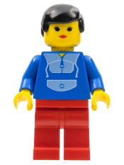 LEGO Jogging Suit - Red Legs, Black Male Hair minifigure