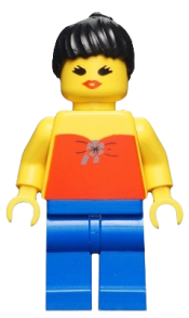 LEGO Red Halter Top - Blue Legs, Black Ponytail Hair minifigure