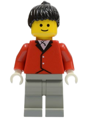 LEGO Red Riding Jacket - Light Gray Legs, Black Ponytail Hair minifigure