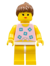 LEGO Blue Flowers - Yellow Legs, Brown Ponytail Hair minifigure