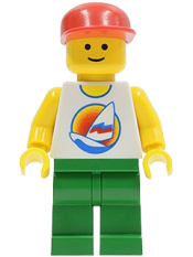 LEGO Surfboard on Ocean - Green Legs, Red Cap minifigure