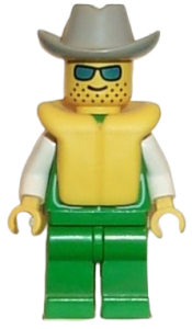 LEGO Jacket Green with 2 Large Pockets - Green Legs, Light Gray Cowboy Hat minifigure