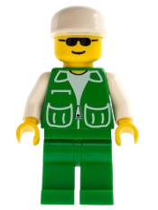 LEGO Jacket Green with 2 Large Pockets - Green Legs, White Cap minifigure