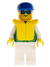 LEGO Jacket Green with 2 Large Pockets - White Legs, Blue Cap, Life Jacket minifigure