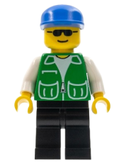 LEGO Jacket Green with 2 Large Pockets - Black Legs, Blue Cap minifigure