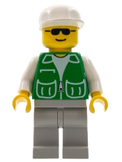 LEGO Jacket Green with 2 Large Pockets - Light Gray Legs, White Cap minifigure