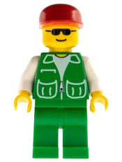 LEGO Jacket Green with 2 Large Pockets - Green Legs, Red Cap, Black Sunglasses minifigure