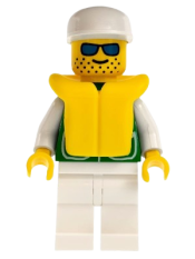 LEGO Jacket Green with 2 Large Pockets - White Legs, White Cap, Life Jacket minifigure