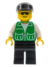 LEGO Jacket Green with 2 Large Pockets - Black Legs, Black Cap minifigure